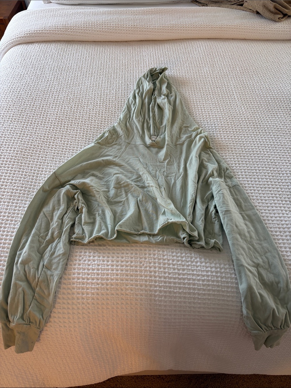 Project Social T Lightweight Sage Green Cropped Hoodie